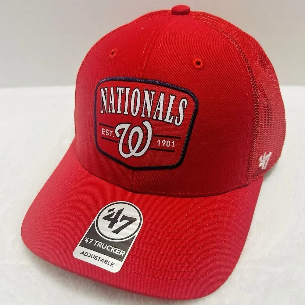 '47 Brand Washington Nationals‎ Squad Trucker Adjustable Snapback Hat Cap Red